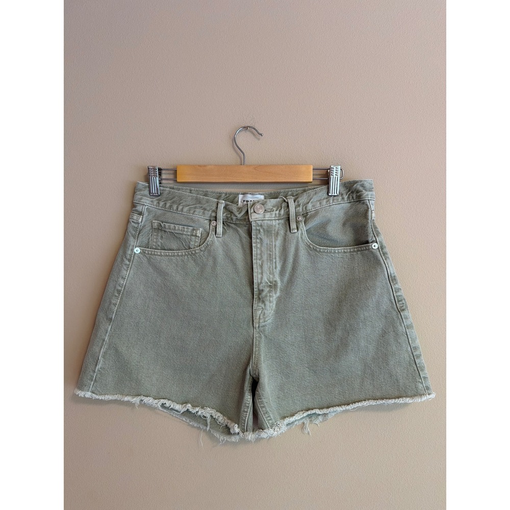 FRAME Le Super High Short‎ Sage Green Denim Cut Off Shorts Size 28 Raw Hem